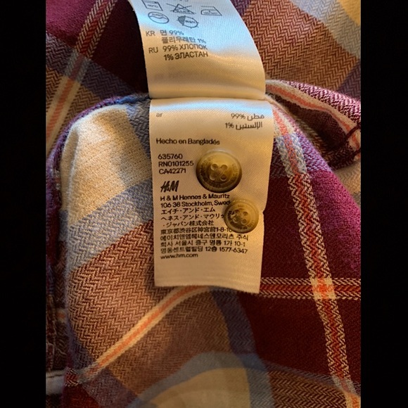 *2 for $20* NWOT White and Plaid Button Up Long Sleeves - Picture 4 of 8